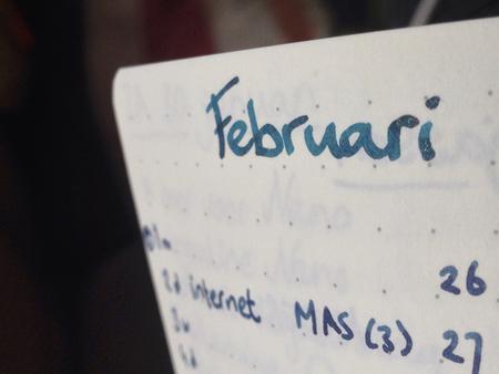 'februari' written with glittery ink